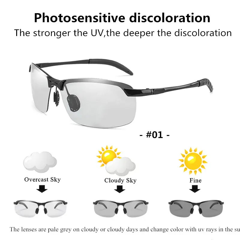 BITZEN Kacamata Potokromik Photochromic Hitam Frame Polarized Malam Lensa Eyewear 2