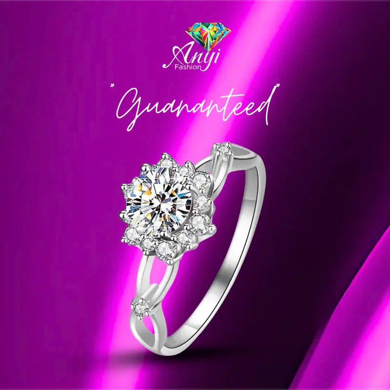 [64C] Cincin tunangan bentuk bunga ukuran adjustable untuk jari wanita elegan all size Rings 3