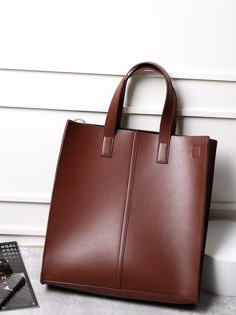 Product Introduction of 2023 Single Shoulder Crossbody Tote Bag Simple and Stylish Casual All-Matching Men's Bag Large Capacity Square Vertical Tote 16