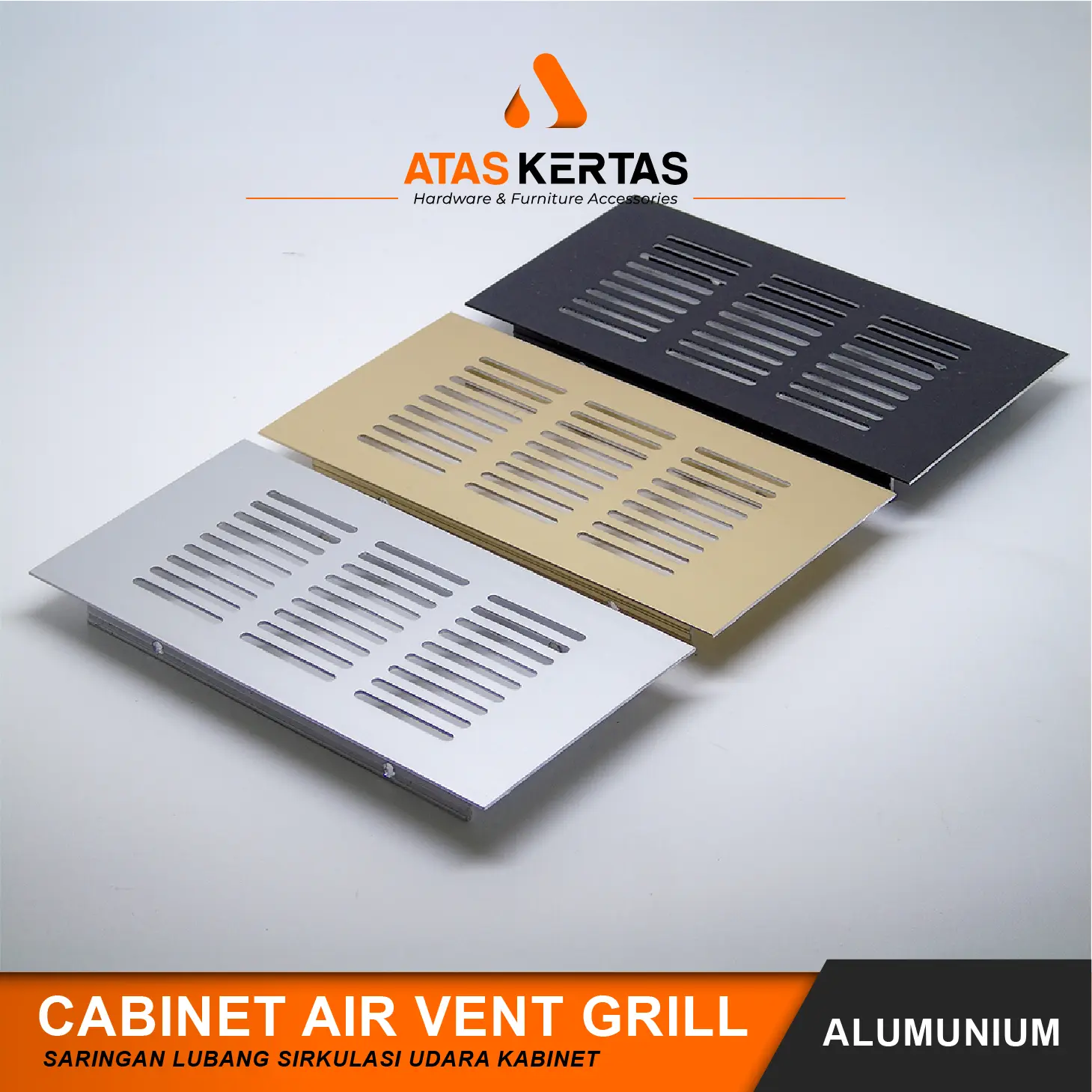 lubang hawa kitchen set / saringan ventilasi kabinet aluminium Gold - Hitam - Silver