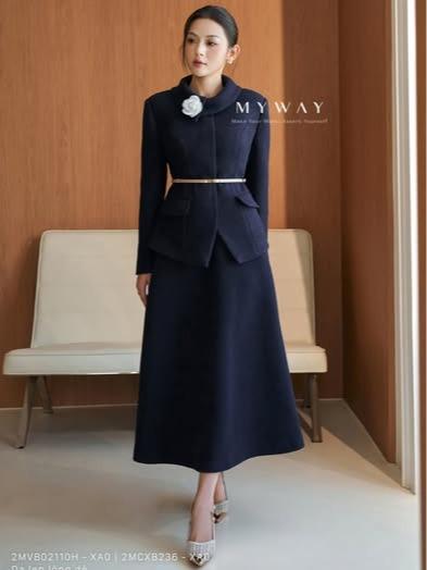    Lẻ   Áo Vest Cổ Tròn Đính Hoa Mix Chân Váy Nữ MY WAY Sang Trọng Cao Cấp 2MVB02110H - 2MCXB236 