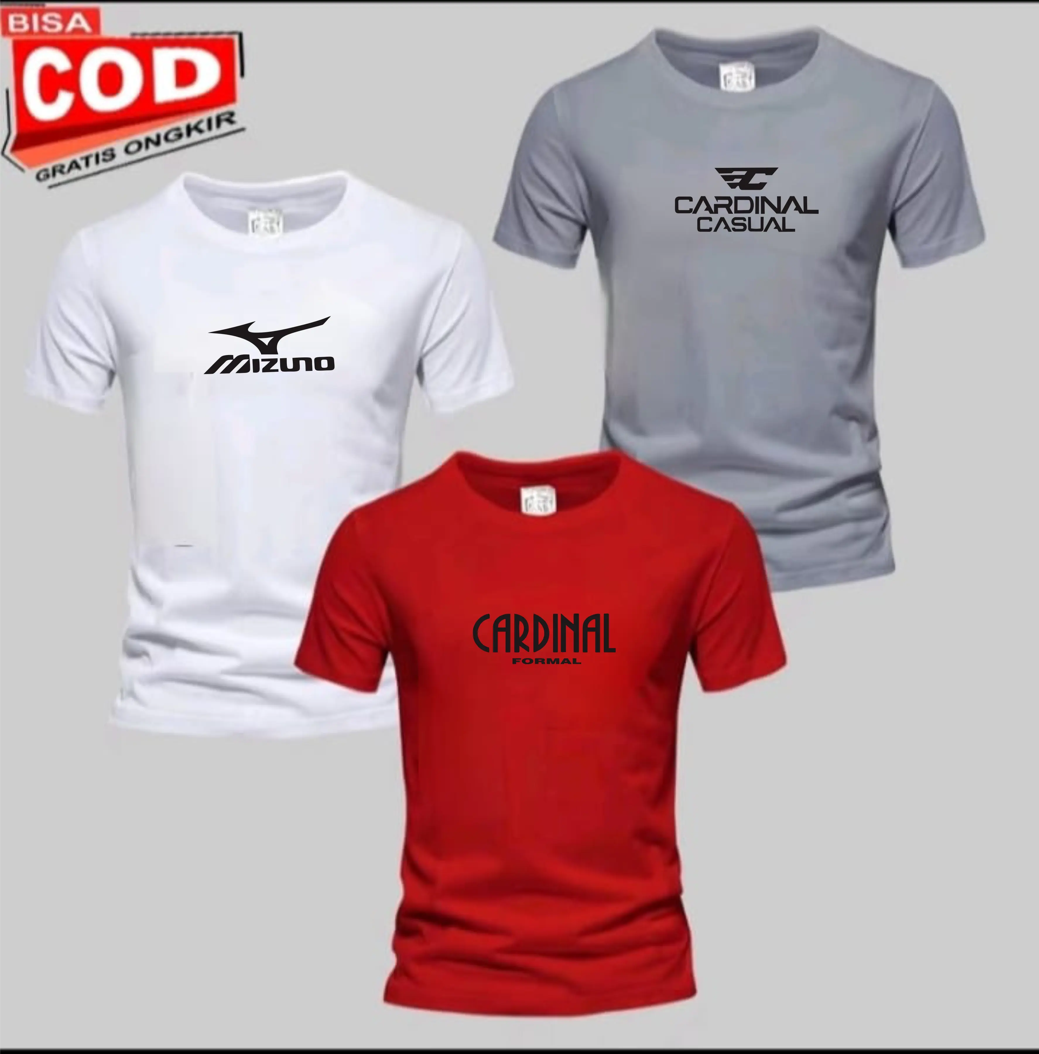 PROMO COD ( BAHAN TEBAL ) BUY 1 GET 3PCS Kaos Distro 100% COTTON Kaos Pria I  Wanita Kaos Distro Lengan pendek logo C4DINAL FORMAL-CASUAL- MIZUNO TEX TENGAH PRIN BLACK PREMIUM