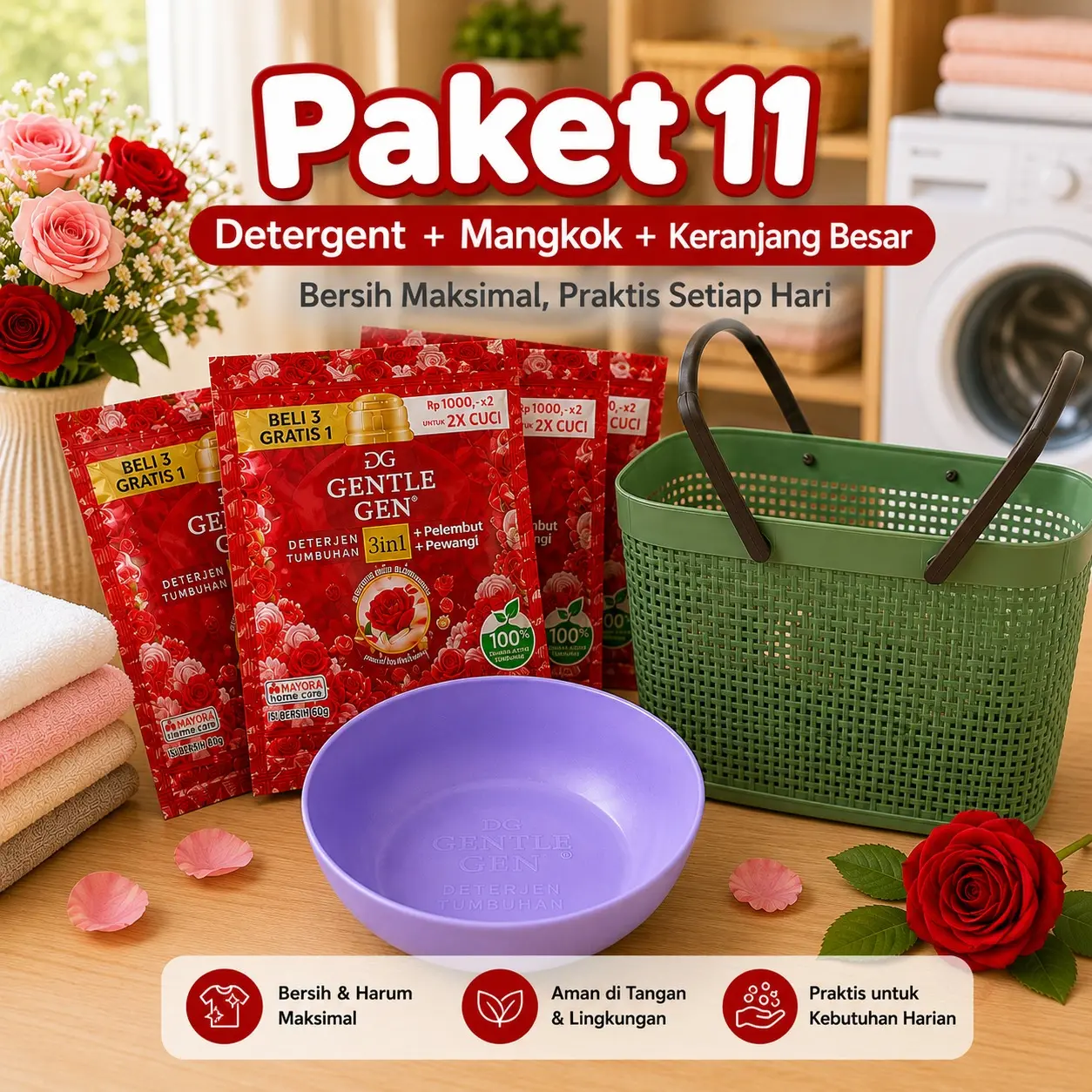 DAPAT 16 PCS GENTEL GEN + 1 KERANJANG SEDANG + 1 MANGKOK PAKET BERUNTUNG 11