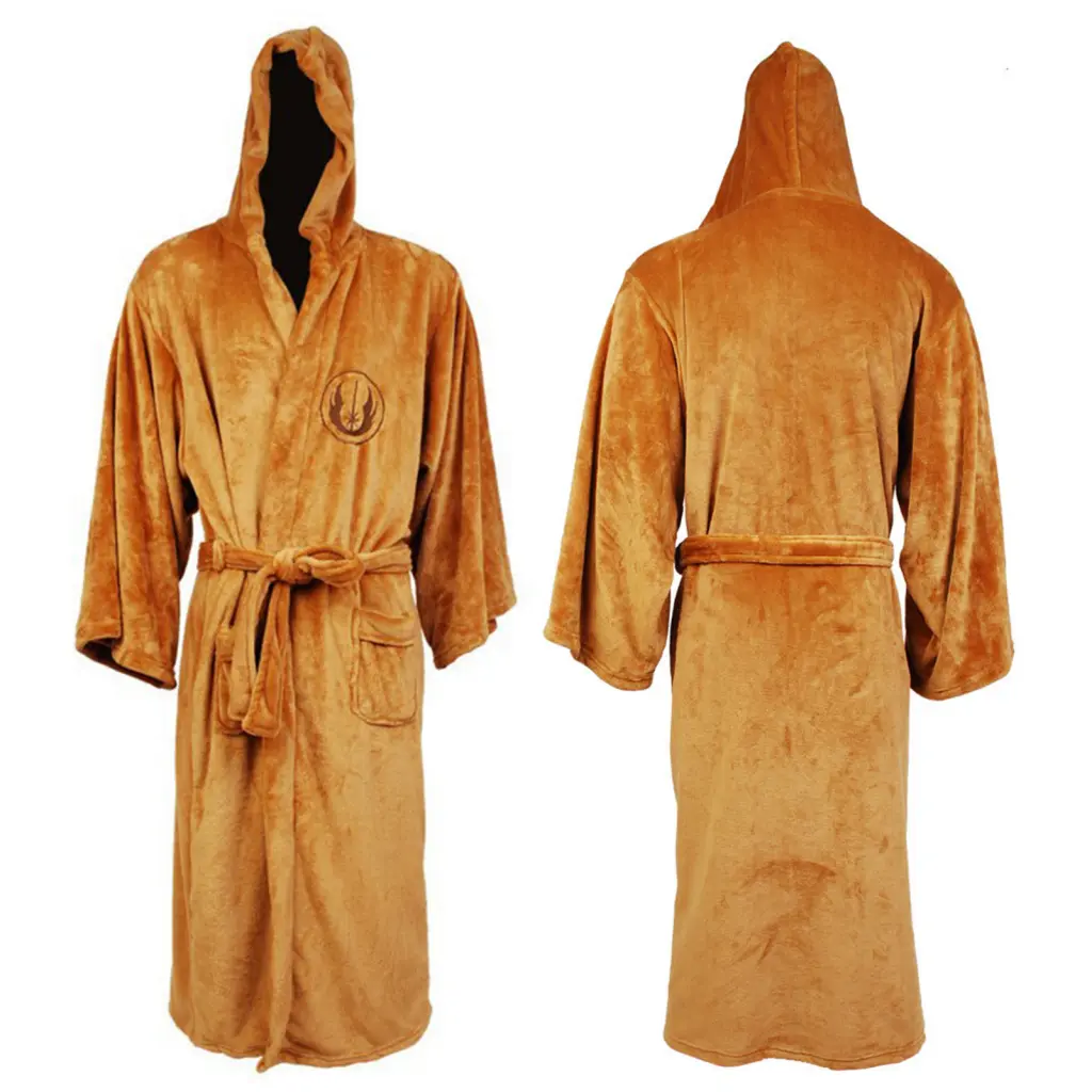 BLIZ- Men Bathrobe Popular Male Bathrobe Skin-touch Star Pattern Pockets Robe Bathrobe Ankle Length Stylish Star Pattern Belt Nightgown Bathrobe for Home Hooded