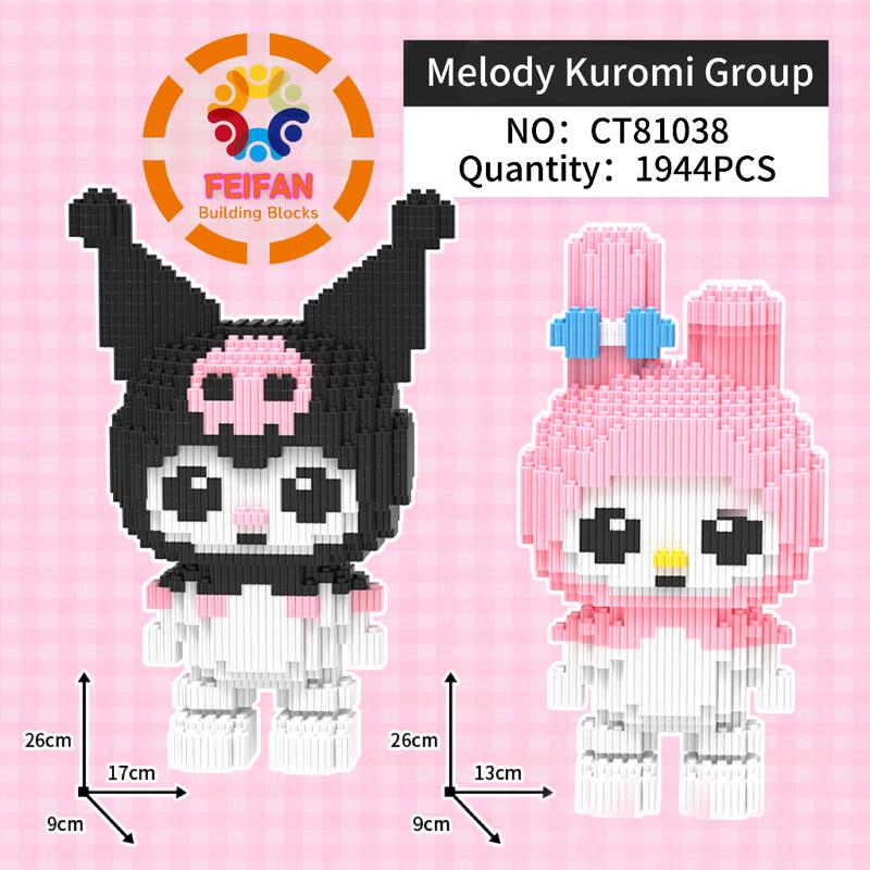 DIY  Kuromi Melody Group Building Blocks/ Assembly Bricks toy Group/family entertainment/kids toys/gifts 0