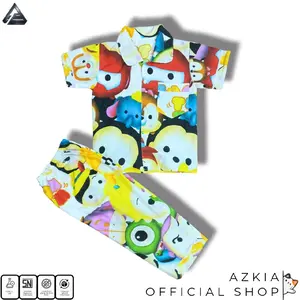 Salma Collection Setelan Piyama Anak Baju Tidur Kancing MOTIF Doodle Uniseks Nyaman & Aman untuk Laki-laki & Perempuan 1-18 Tahun