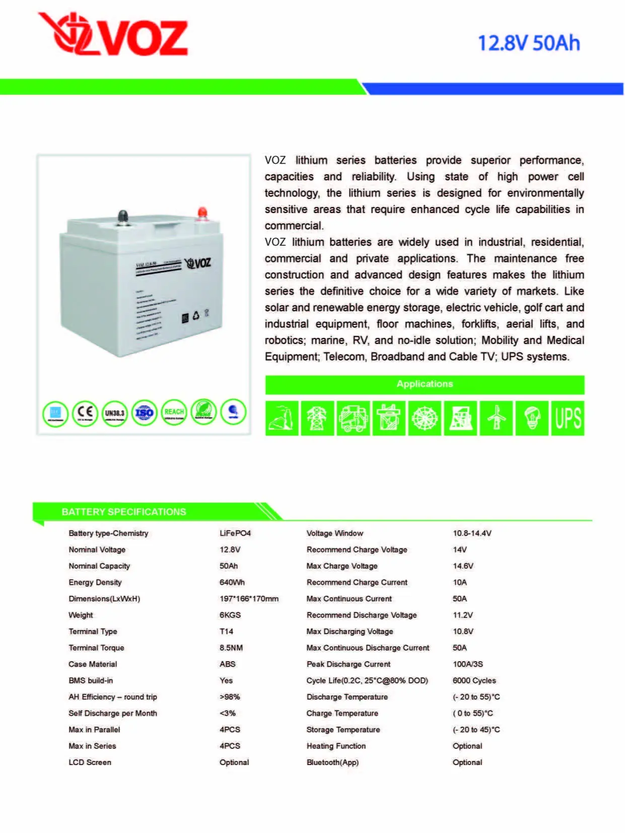 Voz Baterai Lithium LifePO4 12.8V 50AH VOZ LifePO4 Lithium 12.8V 50AH Garansi 3 Tahun