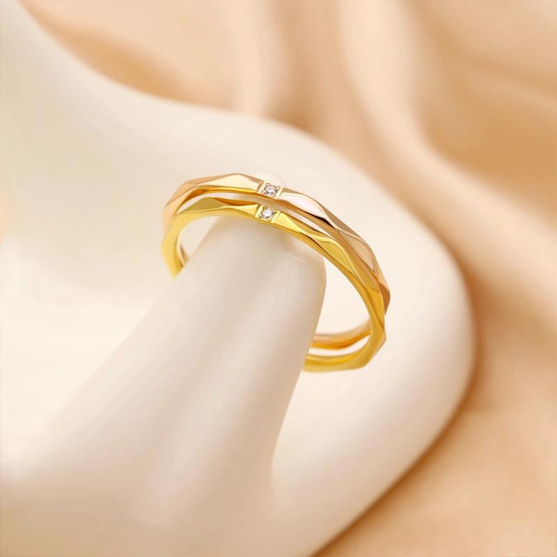 Nhẫn Trơn Bề Mặt Gân, Nhẫn Thép Titan Thiết Kế Độc Đáo Cho Nữ Nhẫn Hàng Ngày Thời Trang Và Thanh Lịch Cho Nữ