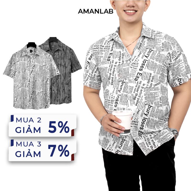 Áo sơ mi nam ngắn tay chất vải cotton luxury wax rách tưa chỉ, mềm mát không nhăn Paper Menswear Shirt