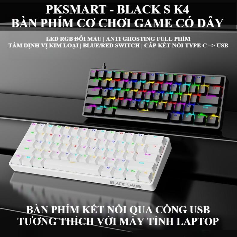 Bàn Phím Cơ Có Dây - PKSMART - BLACK-SHAR K4 - LED RGB Đổi Màu - Blue Red Switch - Anti-Ghosting - Cáp Typec Tháo Rời