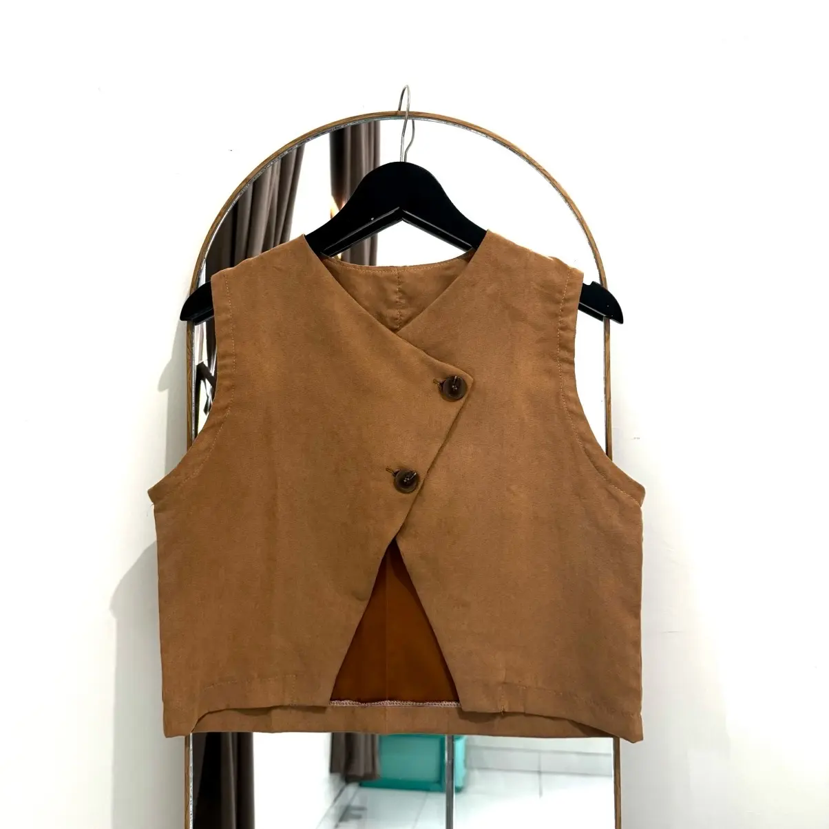NUNA VEST KANCING CROP TOP KOREAN STYLE / OUTER ROMPI ATASAN WANITA