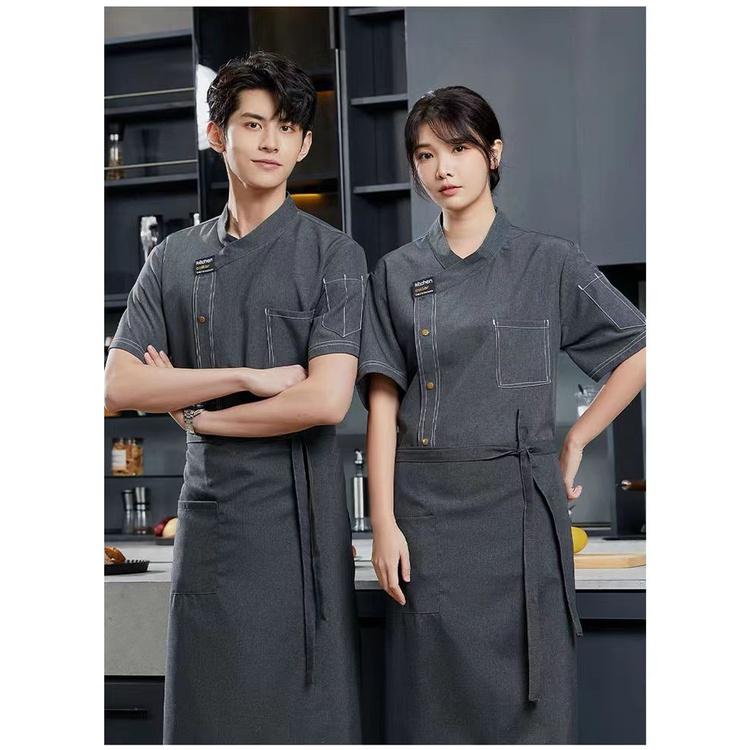 CSFC037S Chef Uniform Short Sleeve Shirt Chef Jacket Kitchen Western Restaurant Cook Hotel Restaurant Workwear Power chef uniform 7