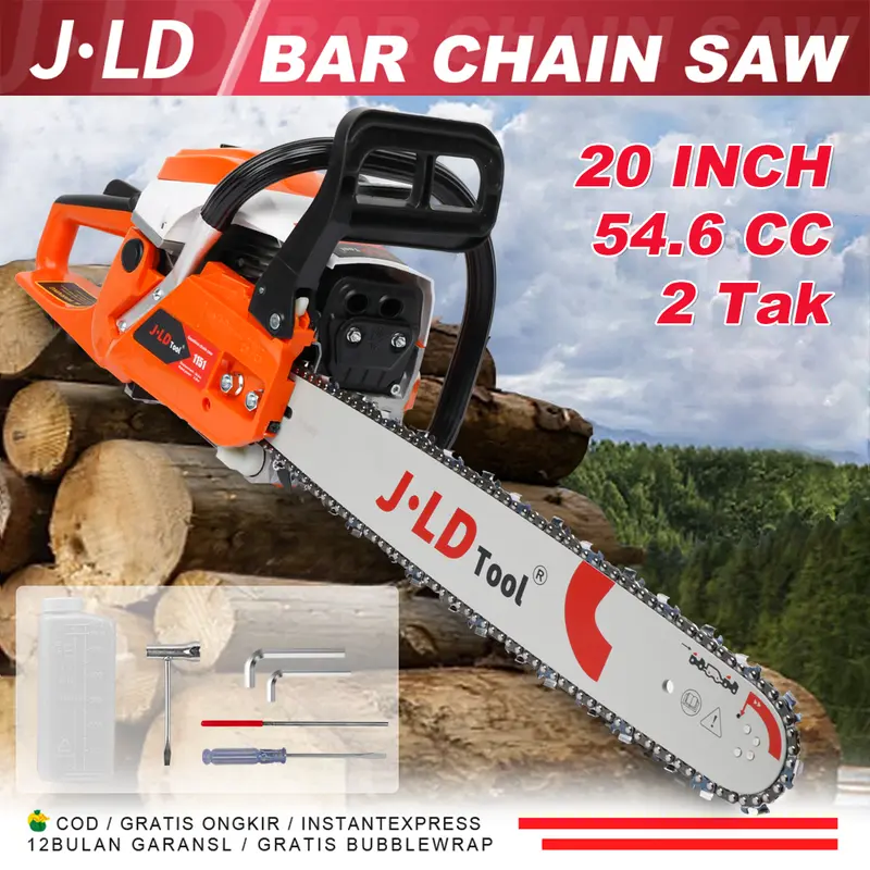 JLD Gergaji Mesin Chainsaw 54.6CC Mesin Potong Kayu Mesin Chainsaw 20inch Pohon Kayu Kualitas Sinso Mini Potong 2 tak Mesin chainsaw Gergaji Potong Pohon Kayu GERGAJI MESIN Pisau Gergaji jld senso 0
