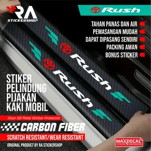 9Pcs Stiker Pelindung Pijakan Mobil Toyota Rush Door Sill Plate Sticker Carbon 3D