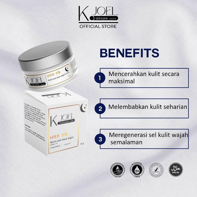 C. KJOEL Paket Bundling Brightening Day Cream / Moist & Glow Night Cream / Serum Vit C Neck - BPOM 4