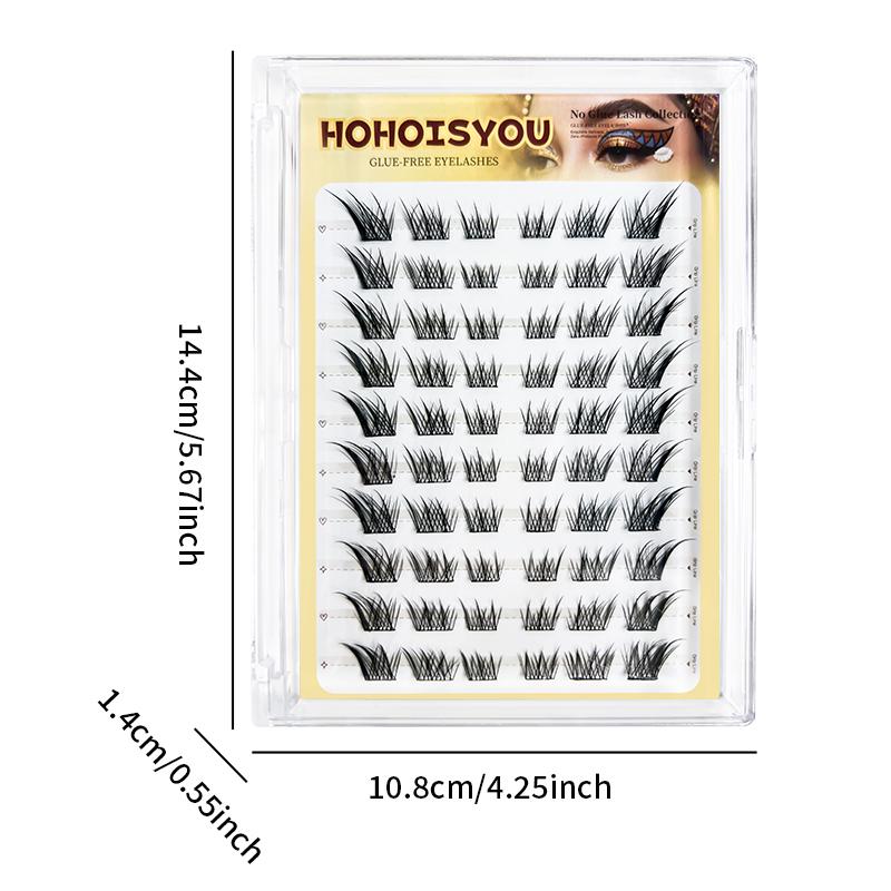HOHOISYOU 60PCS Bulu Mata Palsu Gaya Fox Eye Tanpa Lem 9-14MM - Membuat Makeup Mata Alami dan Menawan untuk Pemula & Profesional - Peel Extension Eyelash Glam Removal - Asli, Panjang Panjang