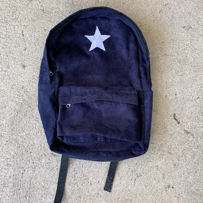 Ransel Corduroy starboy unisex | Tas Sekolah Korduroi | Tas Backpack Corduroi Bintang | Tas Punggung Korduroy pria dan wanita | cod tas bintang corduroy 8