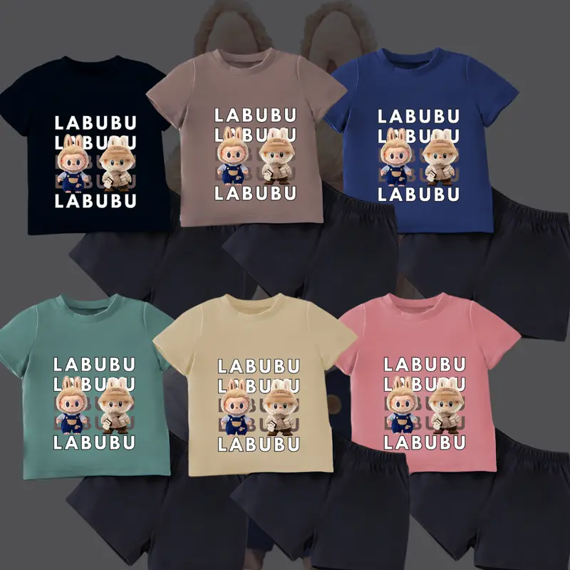 Setelan Anak anak Labubu Labubu Setelan anak anak perempuan dan laki laki Setelan anak Balita Setelan anak anak Cewek dan cowok One Set Katun Anak anak Labubu 6