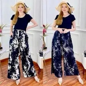Celana Panjang Rayon Premium Kulot Homyy Motif Terbaru  Wanita Dewasa Motif Tie Dye Lembut Nyaman Santai Katun Anti Kusut hommy celanakulot