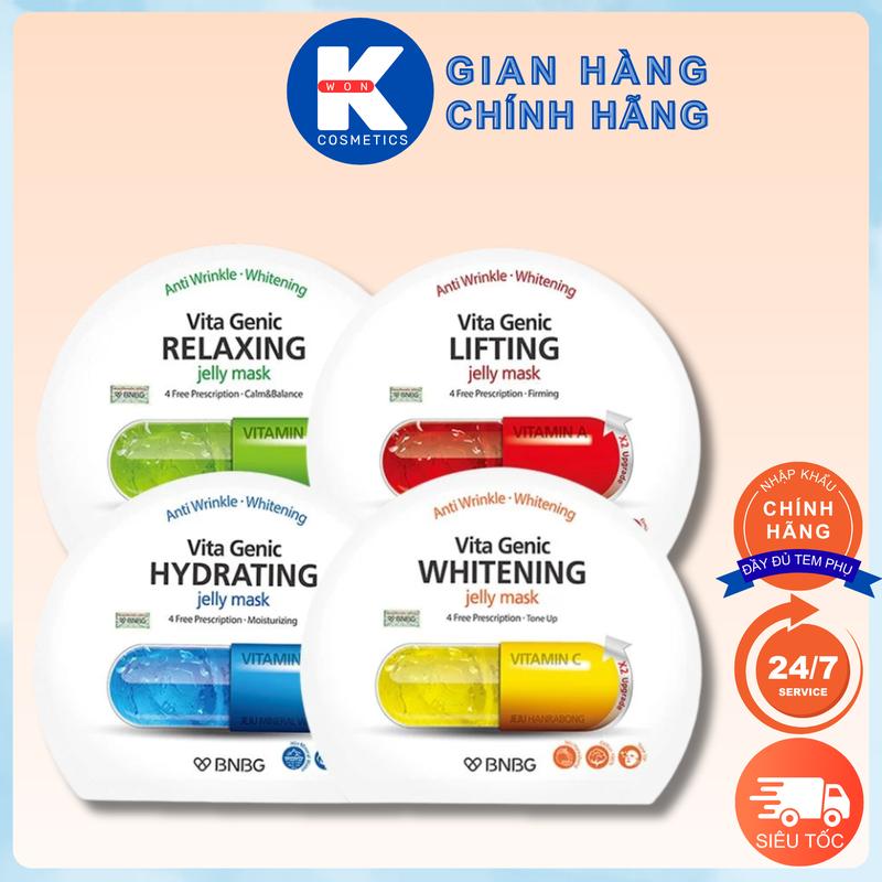 {KOL/KOC} BNBG Hộp 10 Miếng Mặt Nạ Vita Genic Jelly Mask Dưỡng Chất Dạng Gel 30ml Vitamin A B C E Giúp Cải Thiện Độ Đàn Hồi Chống Lão Hóa