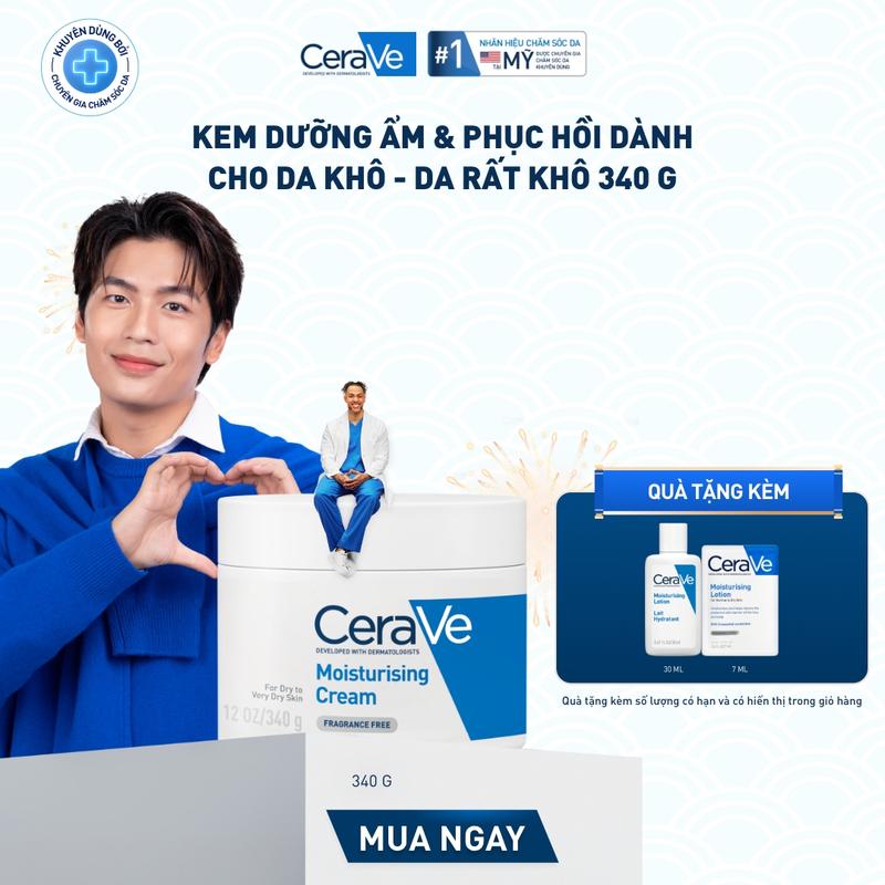   DEAL HOT  Kem dưỡng ẩm dành cho da khô Cerave Moisturizing Cream 340g. Kem dưỡng giúp phục hồi chuyên sâu giữ da ẩm mịn suốt 48 giờ không gây bí da. DÙNG ĐƯỢC CHO DA MẶT VÀ CƠ THỂ_ Chăm sóc da_Kem & Sữa dưỡng thể_Skincare cho Nam và Nữ 