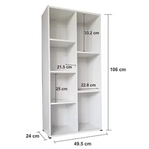 RAK SERBAGUNA / RAK BUKU 7 SUSUN PUTIH KAYU