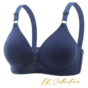 Bra Jumbo Tanpa Kawat Nyaman Bh Wanita Stylish Motif Polkadot Buspad Tipis Cup A