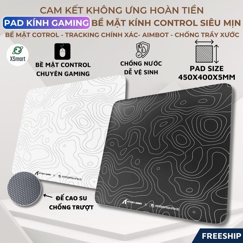  Pad Kính Gaming Bề Mặt Control Attack Shark CM05 Lót Chuột Bề Mặt Kính Cường Lực 9H Chuyên Game FPS 