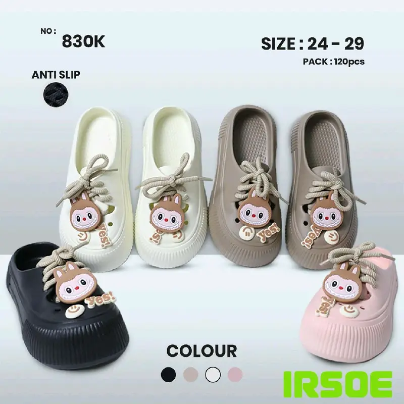 Sandal Anak Perempuan Labubu DIY Jibbitz IRSOE 830K/Sebo Sepatu Anak Aktif size 24-35 Kaki Fashion 0