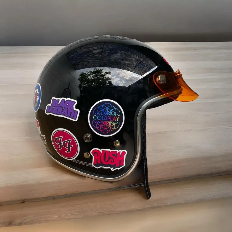 Helm Bogo Retro List Chrome - Stiker Music Bands 4