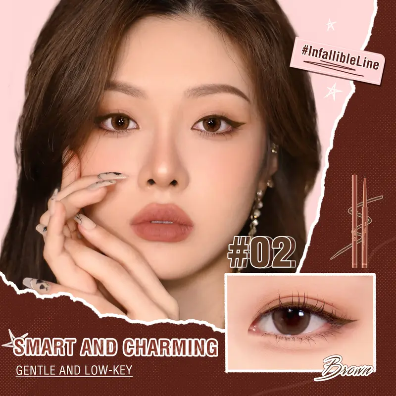 [Official] PINKFLASH#InfallibleLine Hyperfine Smooth Gel Eyeliner High Pigmented Multiple Colors Smudge-proof Breakup-proof Waterproof Long-lasting 2