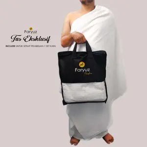 Kain ihram Dewasa Plus Tas Bahan Tebal Cotton & Microfiber Pakaian Ihrom Ikhrom Haji Umroh Muslim