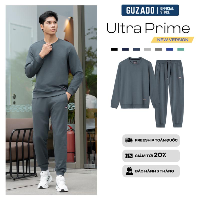 Bộ Thể Thao Nam GUZADO Bộ Đồ Chất Liệu Nỉ Cao Cấp Form Dáng Thể Thao Vận Động Thoải Mái GBN01