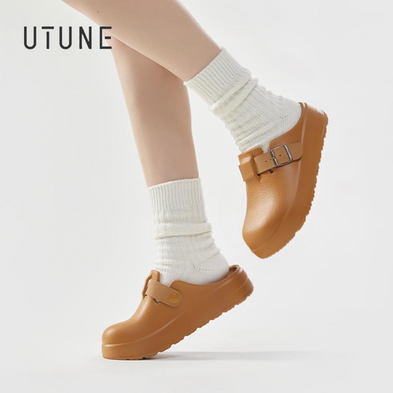 UTUNE Dép Lê Đế Dày, Kiểu Dáng Cổ Điển, Bền Bỉ, Thời Trang, Chống Nước, Chống Trượt, Phù Hợp Đi Chơi & Đi Dạo