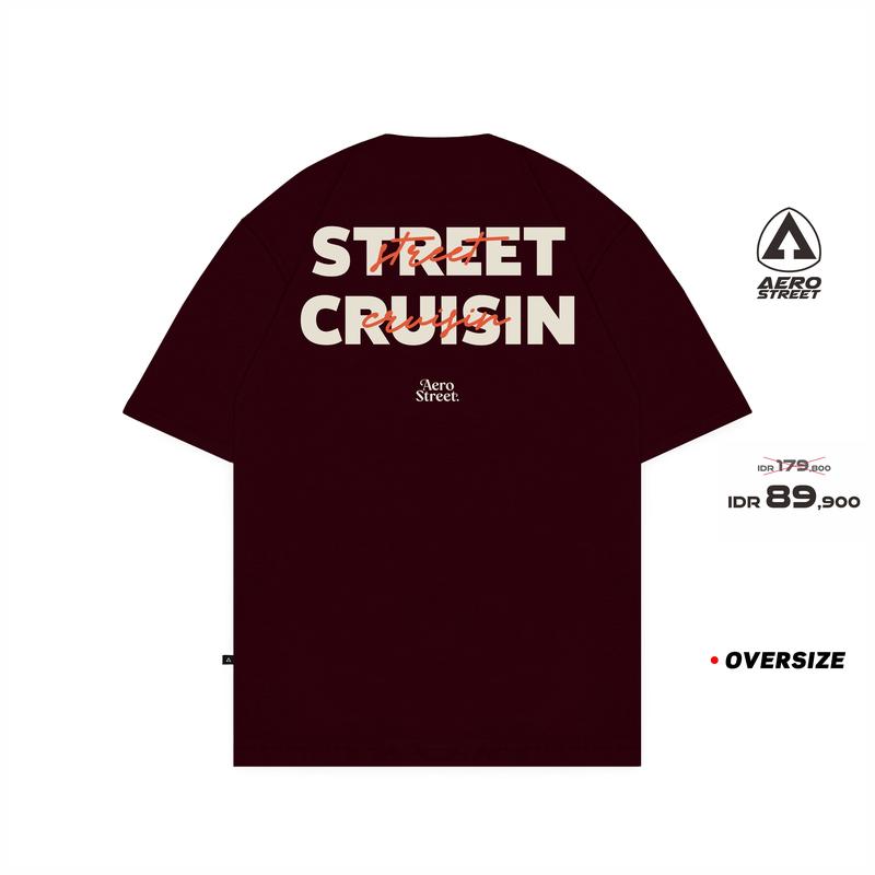 Product Introduction of Aerostreet T Shirt Oversize Street Cruisin Maroon Kaos FbDAA 3