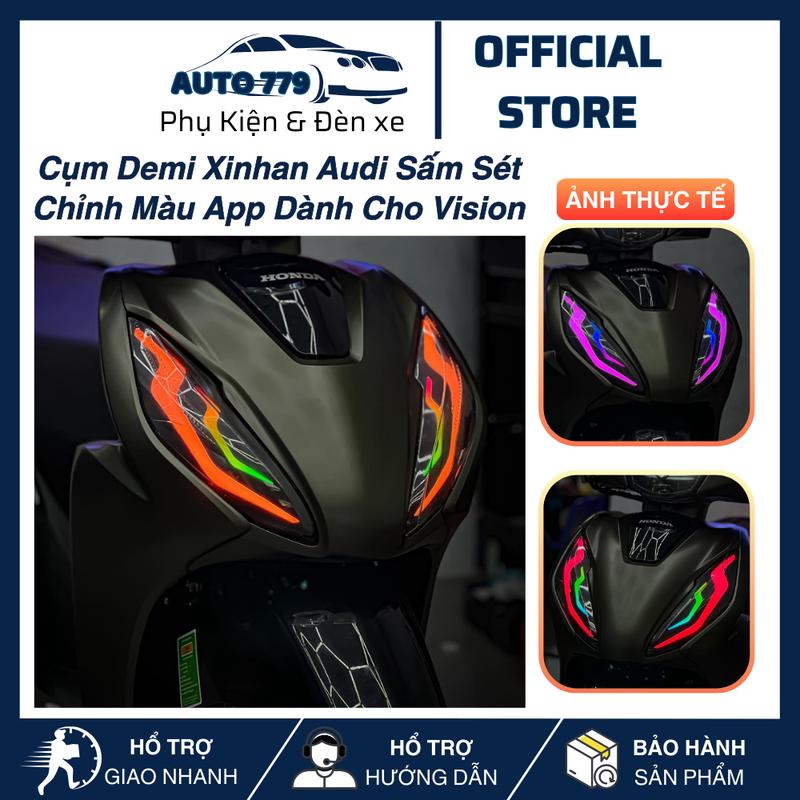 Bộ đèn Demi Xinhan Audi Mẫu Sấm Sét Chỉnh Màu App Dành Cho Vision - Giắc Cắm Trả Theo Xe