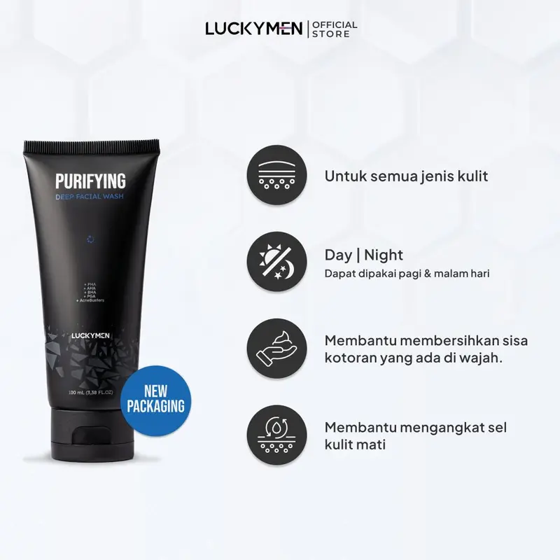 LUCKYMEN Purifying Facial Wash - Ampuh Bersihkan Kotoran, Kurangi Minyak Berlebih dan Cegah Jerawat 3