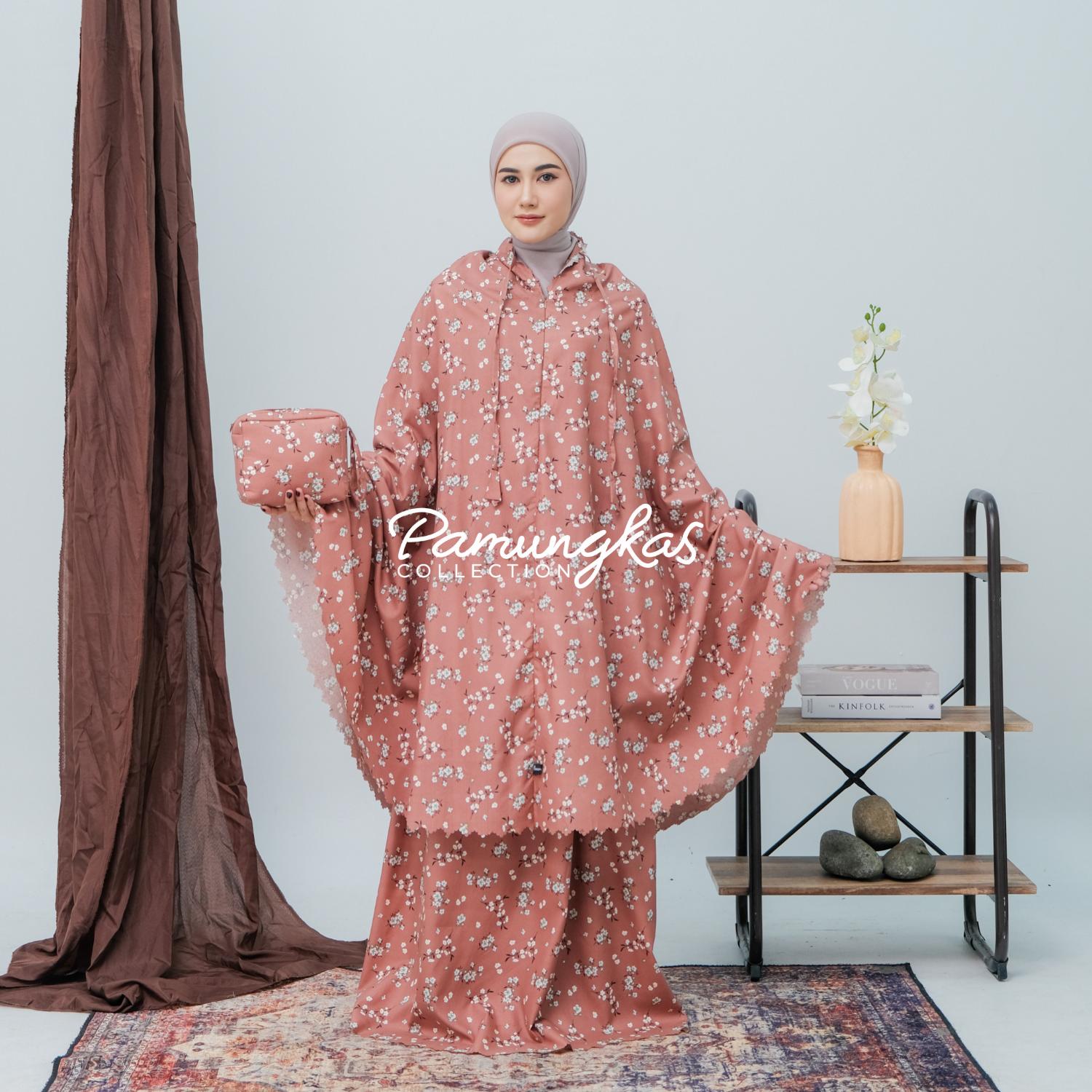 Pamungkas Mukena Dewasa Katun Micro Motif 2 in 1 Lasercut Mewah