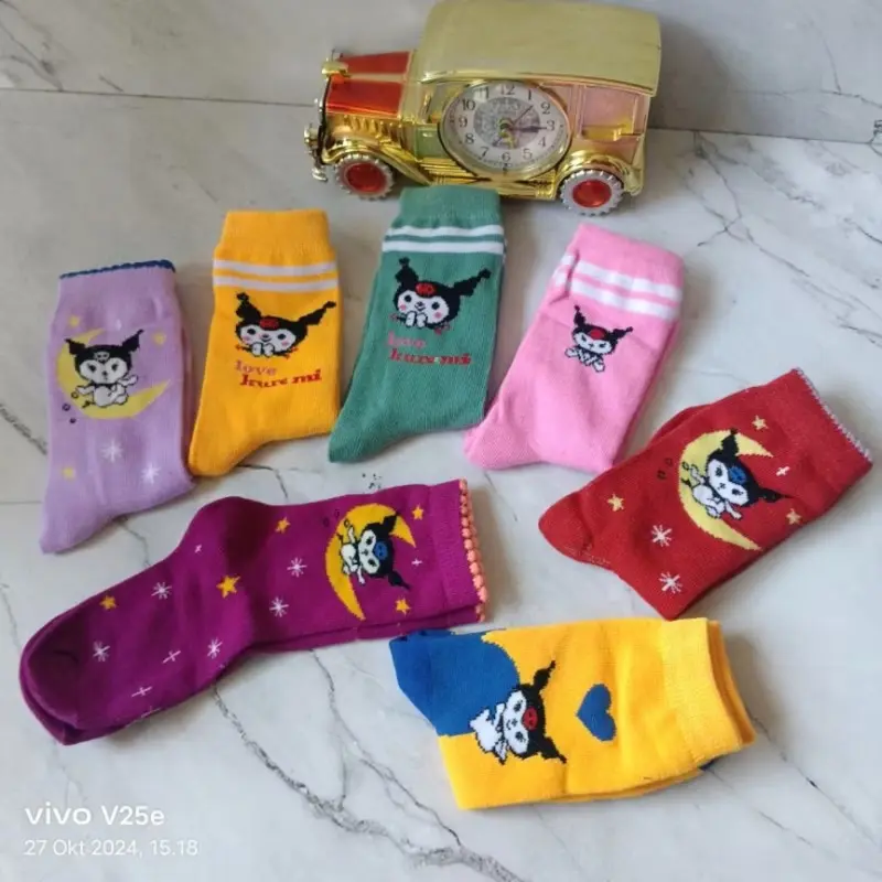 ( PAKET 6 PASANG ) KAOS KAKI ANAK MOTIF KARAKTER KUROMI - KAOS KAKI ANAK PEREMPUANA UKURAN 4-8 TAHUN Fashion spandeks 5-6 tahun 4