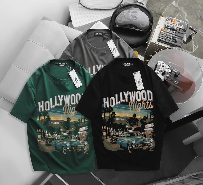 Big Size 55- 145 kg Áo thun cotton bigsize nam in Hollywood thời trang Big Men