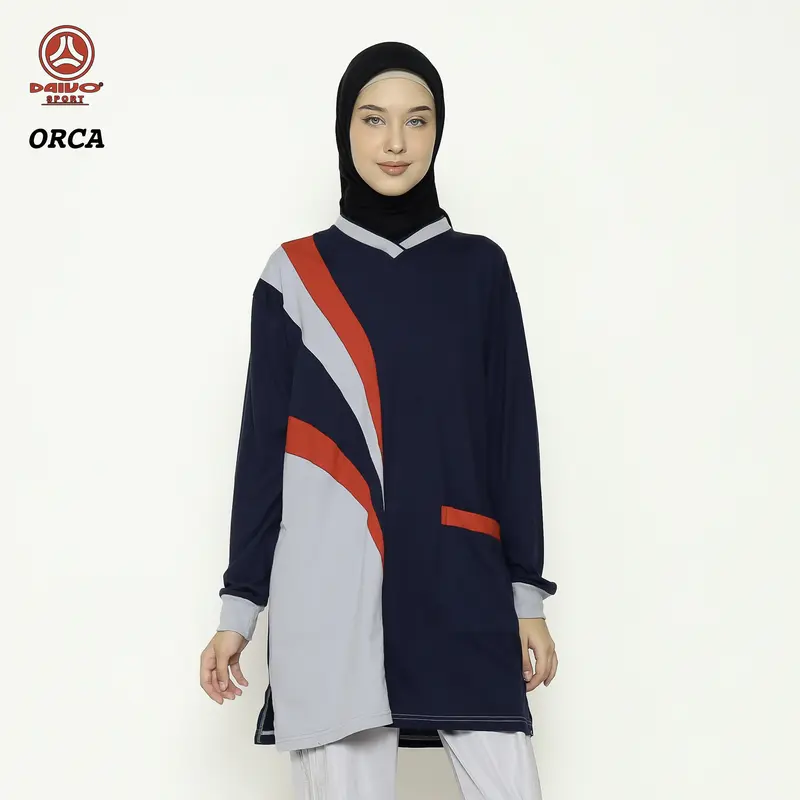 atasan olahraga muslimah tunik wanita/baju kaos olahraga muslim/baju olahraga muslimah tunik wanita Panjang Sport Celana Hitam 5