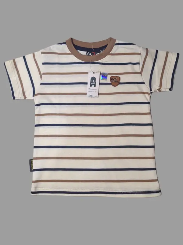 MDKIDS Baju kaos Anak Strip Salur Mozza Bahan Catton Premium Usia 1 2 3 4 5 6 7 Tahun II Kaos Anak Laki-Laki Perempuan Katun 1