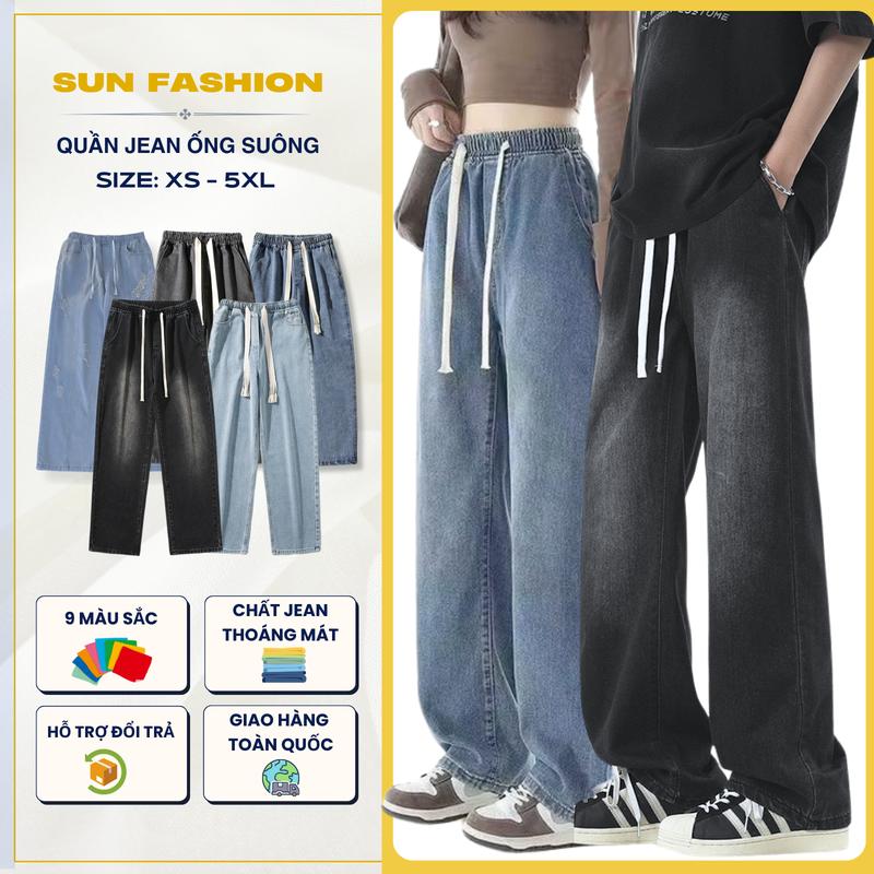 Quần jean nam nữ ống rộng bigsize SUN 09 vải jean mềm thoải mái, phong cách hàn quốc unisex Menswear