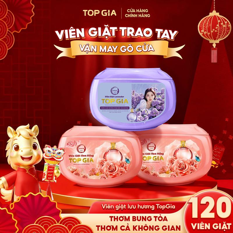   RẺ BẤT NGỜ - COMBO 120 VIÊN  Viên Giặt Xả TOPGIA mùi hương thơm dịu lưu hương dài lâu làm sạch làm mềm quần áo an toàn với mọi loại da tiện lợi tiết kiệm  VG  nth dhm sàn 