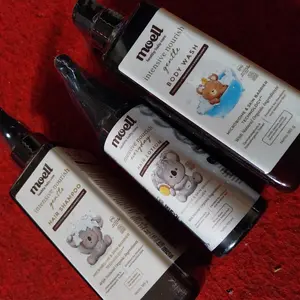 Moell Hair Care deals! - Hair Lotion 100gr & Shampoo 185gr- Menumbuhkan & Melebatkan Rambut Bayi & Anak - Panax Ginseng,Kemiri, Biotin - Skincare Bayi Formulasi Dokter- Perawatan Rambut Bayi dan Anak