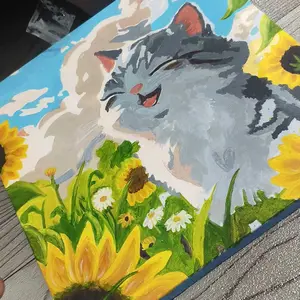 [READY] Paint By Number 20x20cm Lukisan Kanvas DIY Digital Painting Kit With Alat Lukis Lengkap 1 Paket Frame Brush