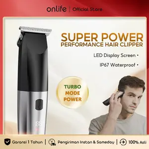 Onlife HC02 Elektrik Cukur Rambut Tahan Air Mesin Hitam Sisir Kumis Jenggot