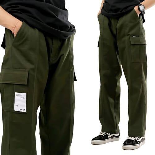 Celana Cargo Komprang Panjang Pria Wanita Streetwear - Korean Style Unisex Elastic Waist CARGO PANTS joker straight 1