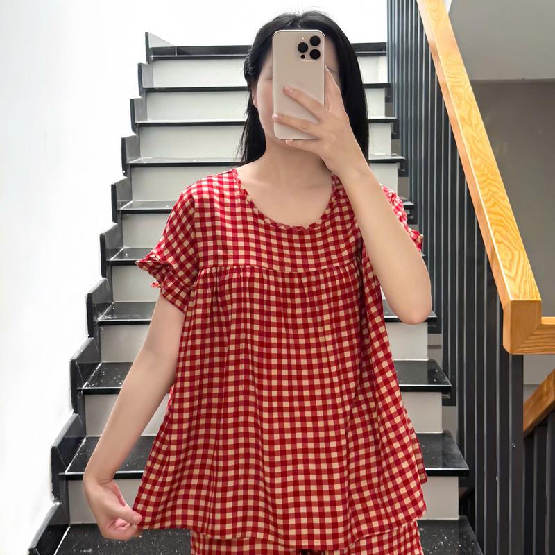  HappyHouse Đồ Bộ Lanh Nữ Tole Quần Đùi Tay Dơi Babydoll Form Rộng F21 VNXK 45-70kg Chất Tole 2 Da Mịn Mát Cao Cấp Đồ Ngủ Cho Nữ 