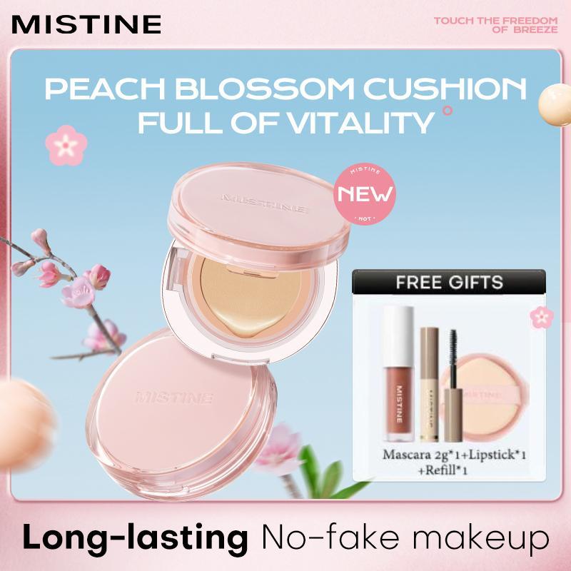 MISTINE Kem Nền BB Đệm Khí, Siam Cầu Vồng, Dưỡng Ẩm, Che Khuyết Điểm, Lâu Trôi, Không Dễ Làm Tối Màu, Kem Nền Dạng Lỏng, Hỗn Hợp Với Dầu, Thích Hợp Cho Kiểm Soát Dầu / Da Khô 13g*2[Quà tặng miễn phí]Mascara 2g*1+son môi mẫu vừa*1